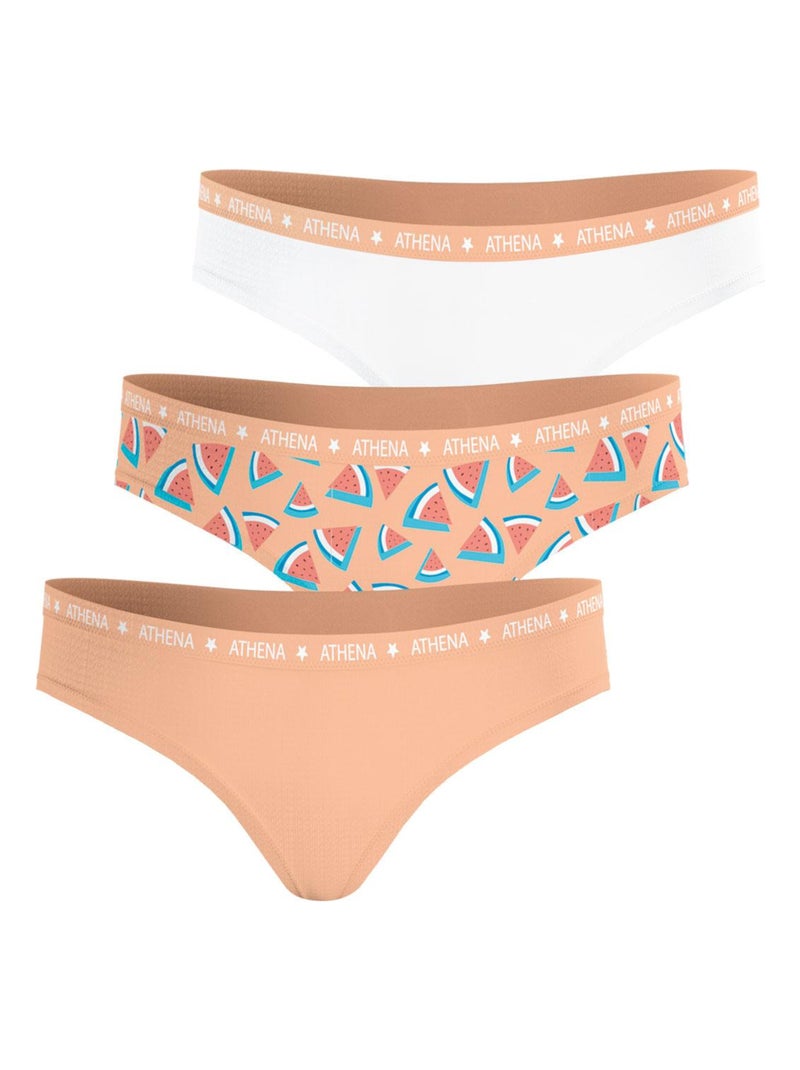 Lot de 3 slips fille Ecopack Girl Mode   Fille Blanc Rose - Kiabi