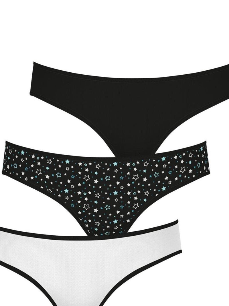 Lot de 3 slips fille Mode Girl by Noir - Kiabi