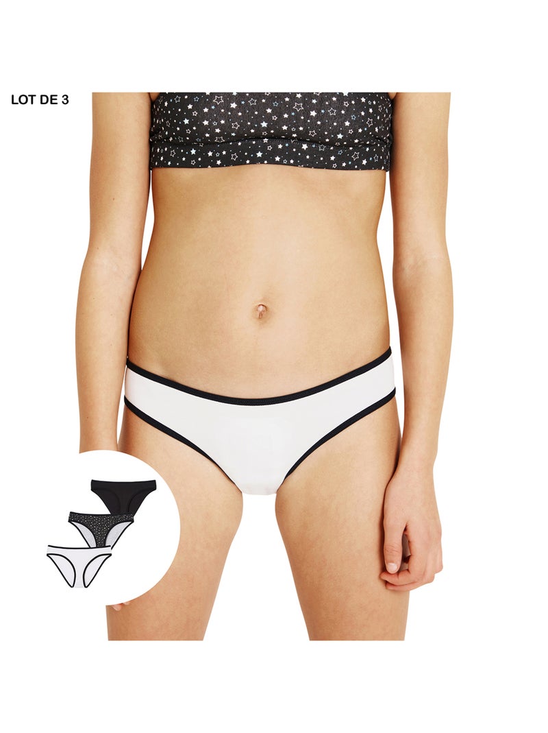 Lot de 3 slips Girl Mode by Athena Fille Blanc - Kiabi