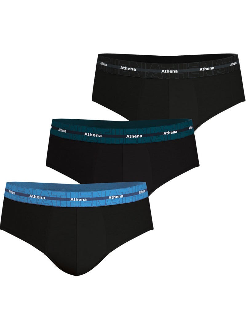 Lot de 3 slips homme 720 Stretch Coton Athena Noir Noir Bleu - Kiabi