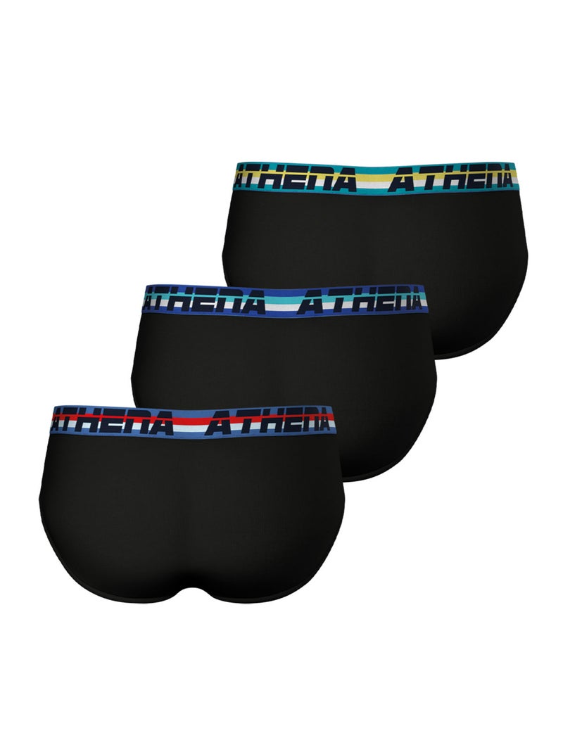 Lot de 3 slips homme 720 Stretch Coton Athena Noir Noir Noir - Kiabi