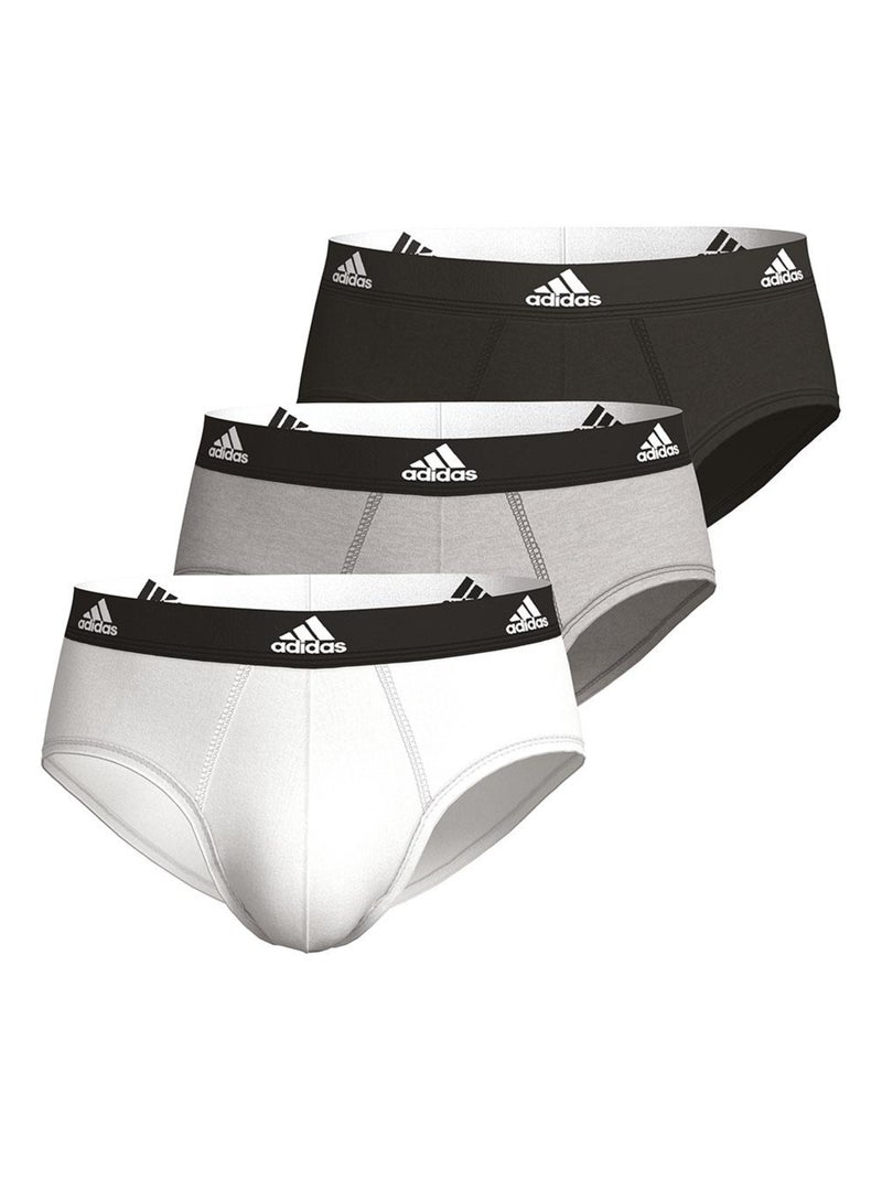 Lot de 3 slips homme Active Flex Cotton Adidas Sport Noir Gris clair Blanc - Kiabi