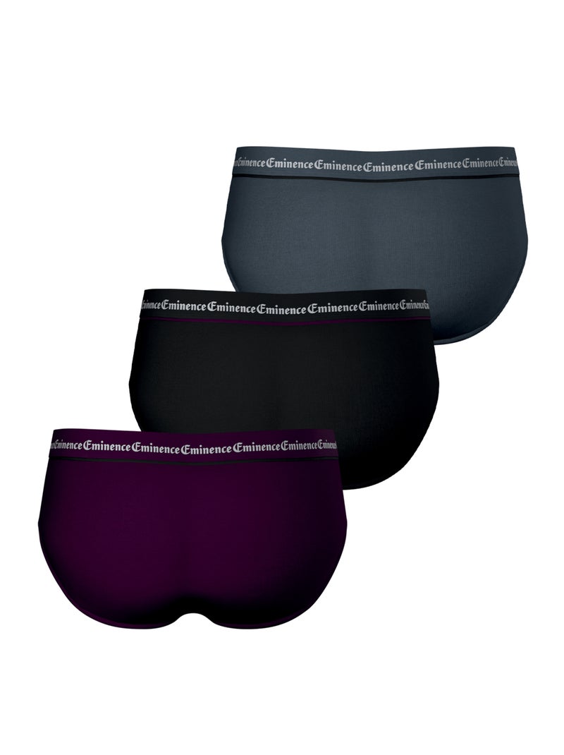 Lot de 3 slips homme Business Eminence Noir Violet Gris - Kiabi