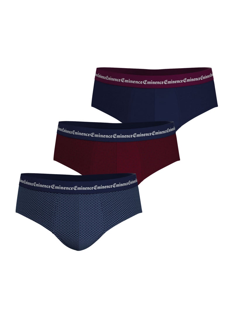 Lot de 3 slips homme Business Print Eminence Bleu Rouge - Kiabi