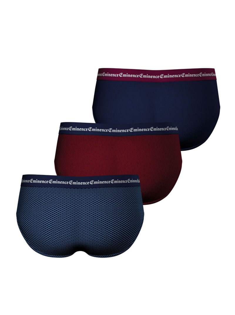Lot de 3 slips homme Business Print Eminence Bleu Rouge - Kiabi