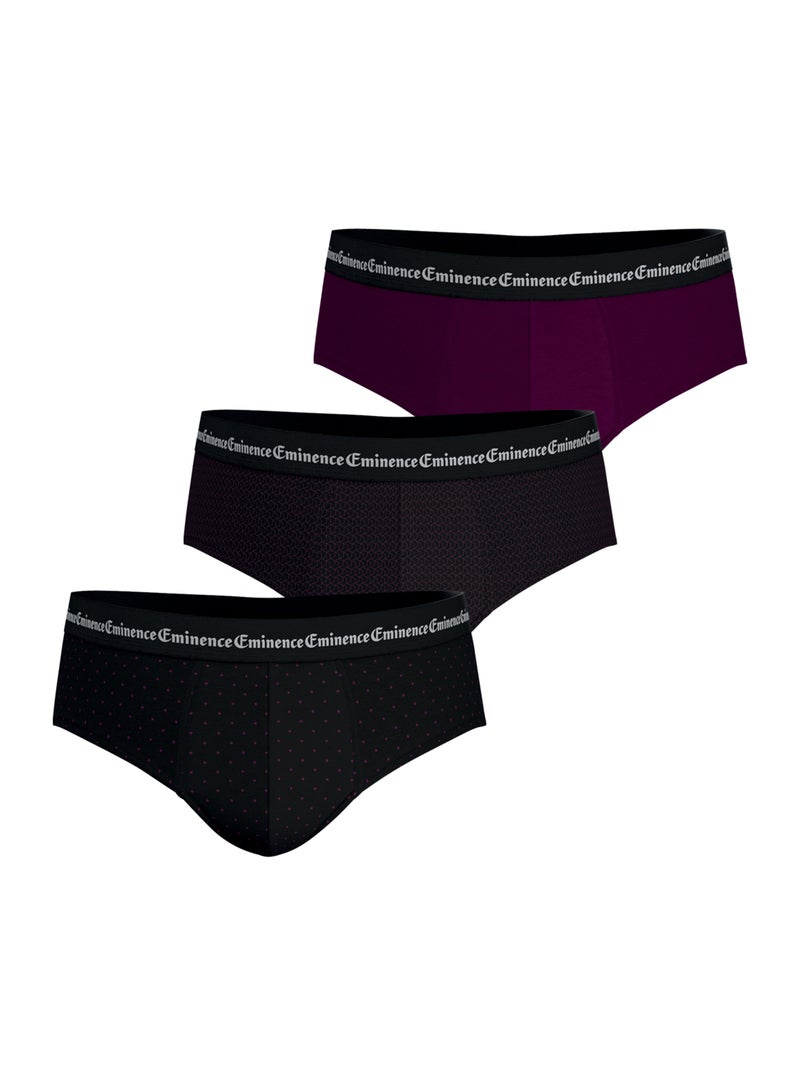 Lot de 3 slips homme Business Print Eminence Violet - Kiabi