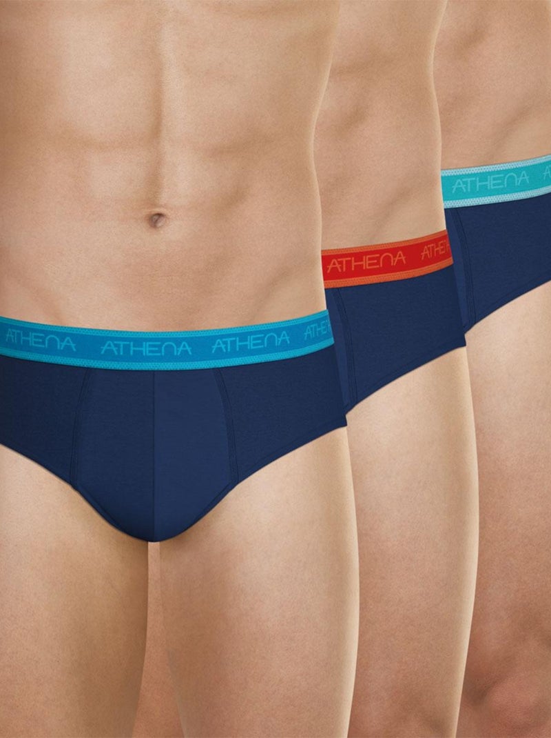 Lot de 3 slips homme Easy Bio Bleu électrique - Kiabi