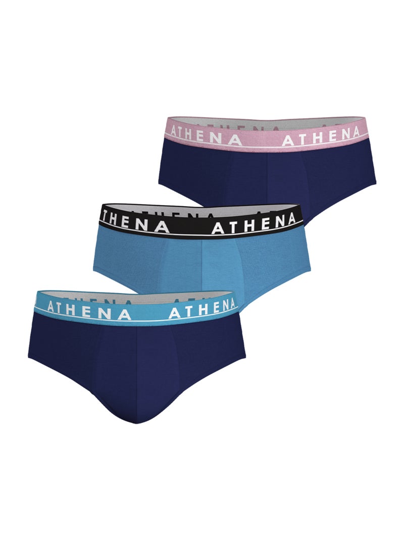 Lot de 3 slips homme Easy Color Athena Bleu Bleu Bleu - Kiabi