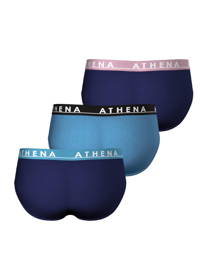 Lot de 3 slips homme Easy Color Athena Bleu Bleu Bleu - Kiabi