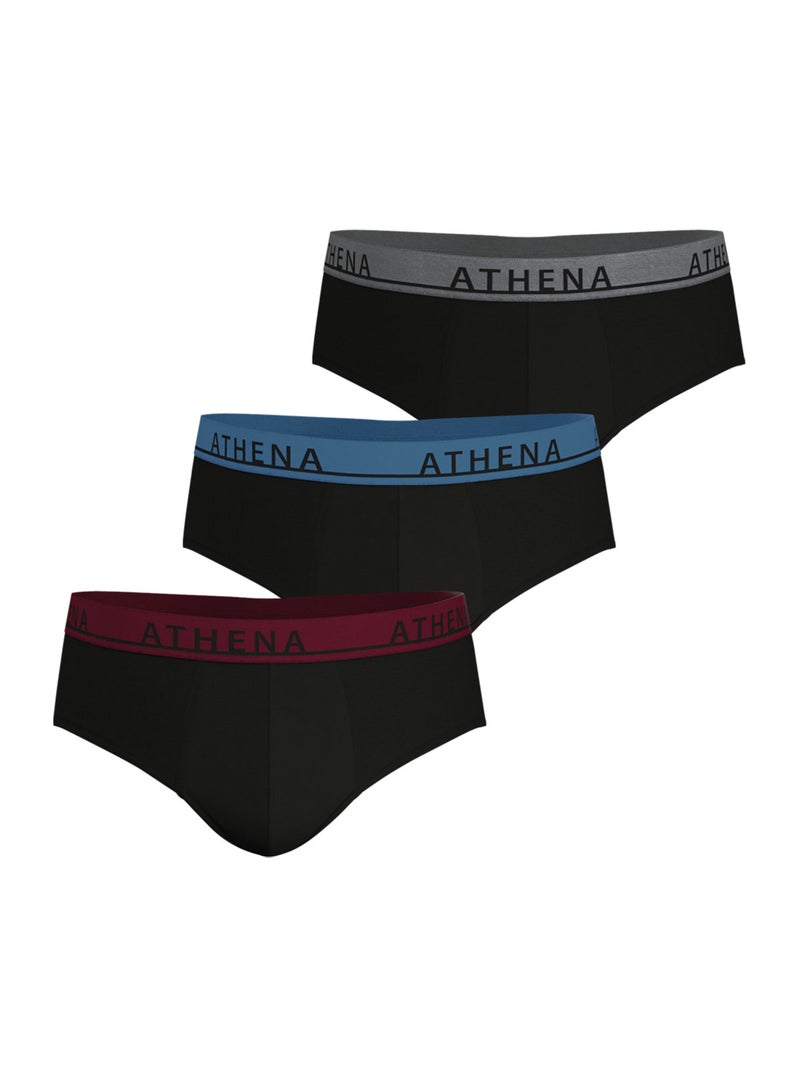 Lot de 3 slips homme Easy Color Athena Noir - Kiabi
