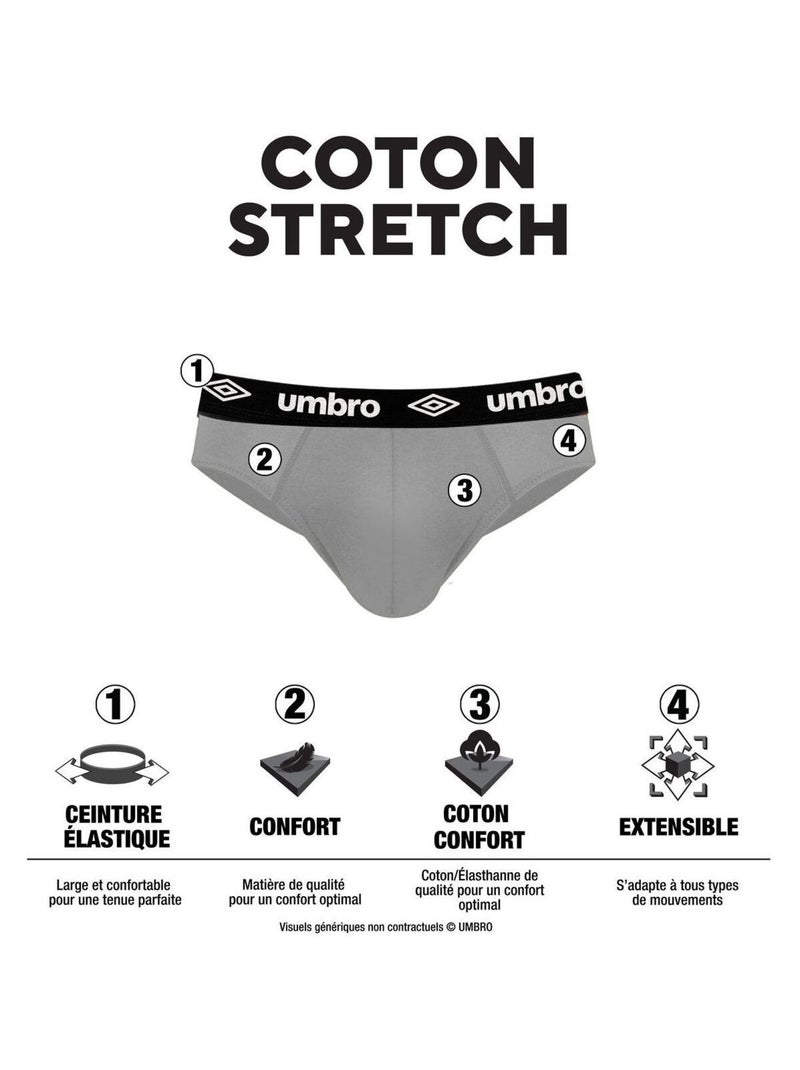 Lot de 3 slips homme en coton ceinture bleue Diamon Umbro Bleu - Kiabi