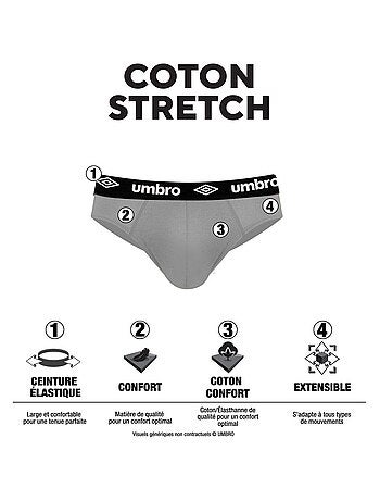 Lot de 3 slips homme en coton ceinture colorée Bak Umbro