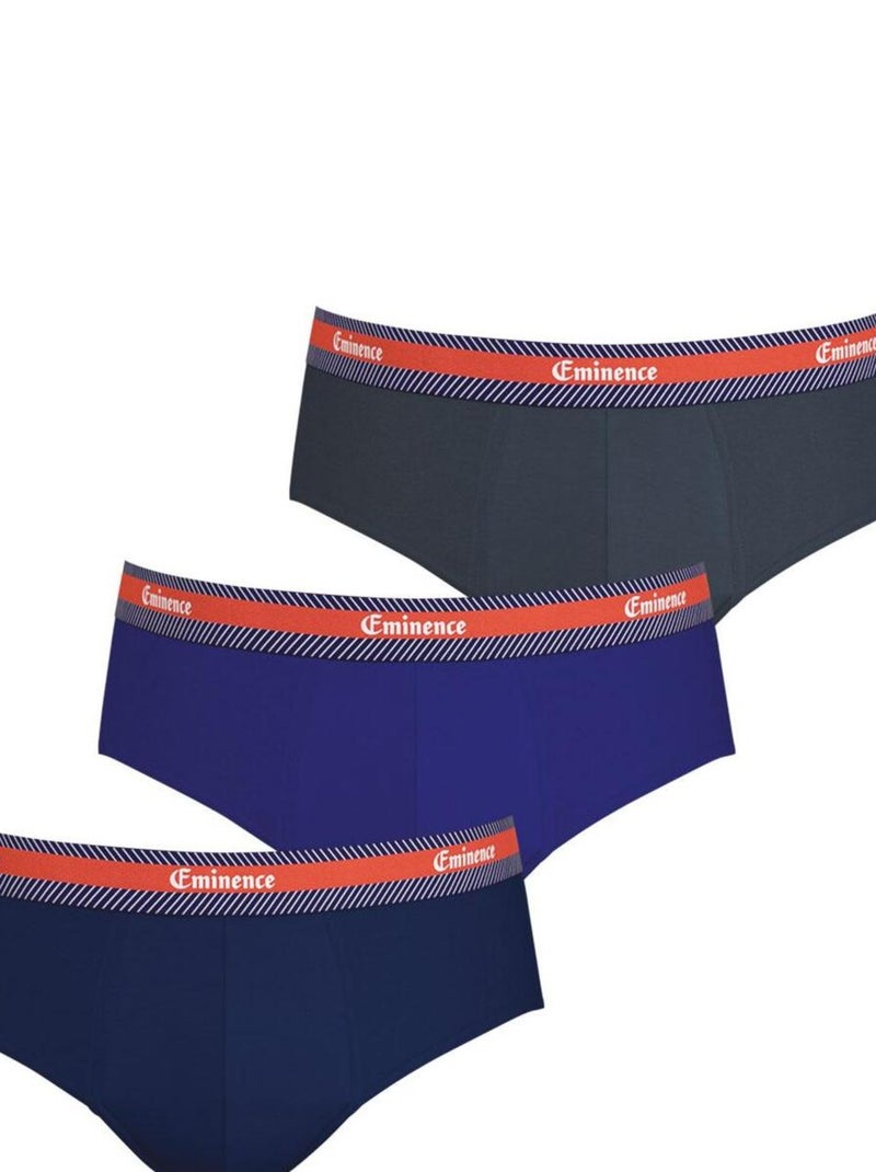 Lot de 3 slips homme Sélection Coton Bio Bleu marine - Kiabi