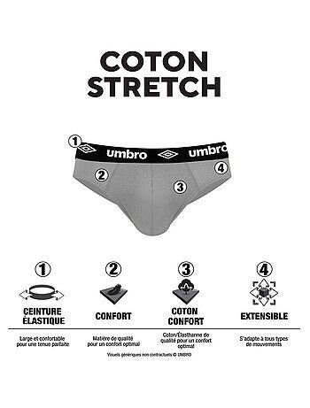 Lot de 3 slips homme Uni Umbro