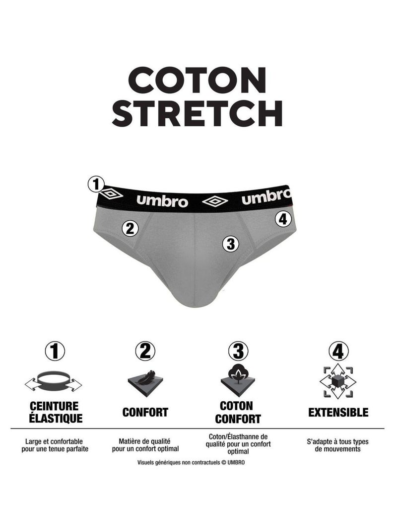 Lot de 3 slips homme Uni Umbro Noir - Kiabi