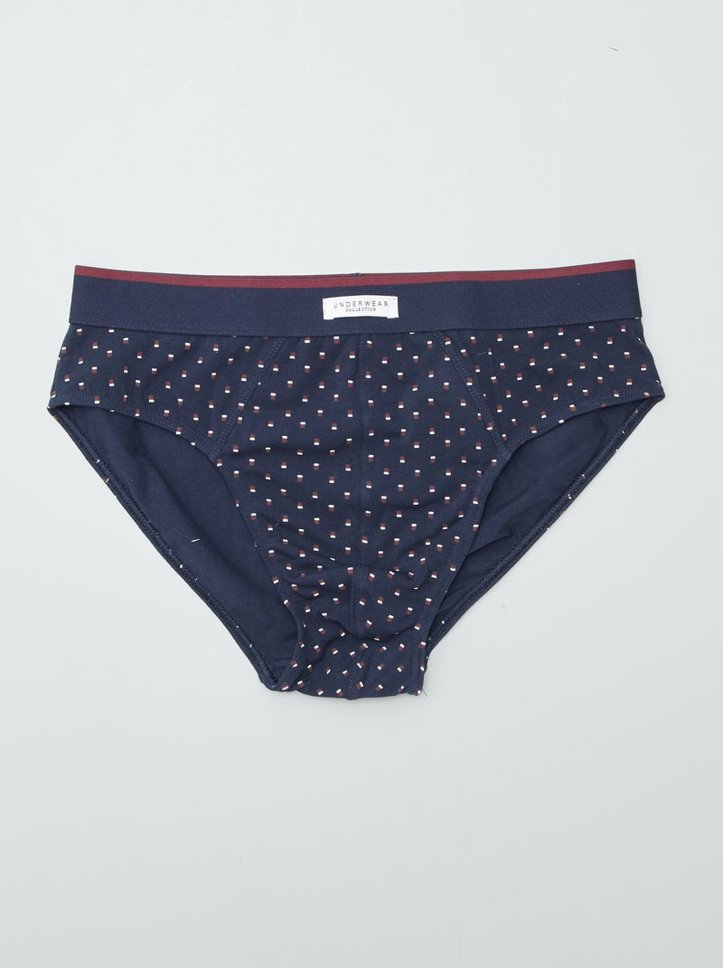 Lot de 3 slips imprimés Marine/bordeaux - Kiabi
