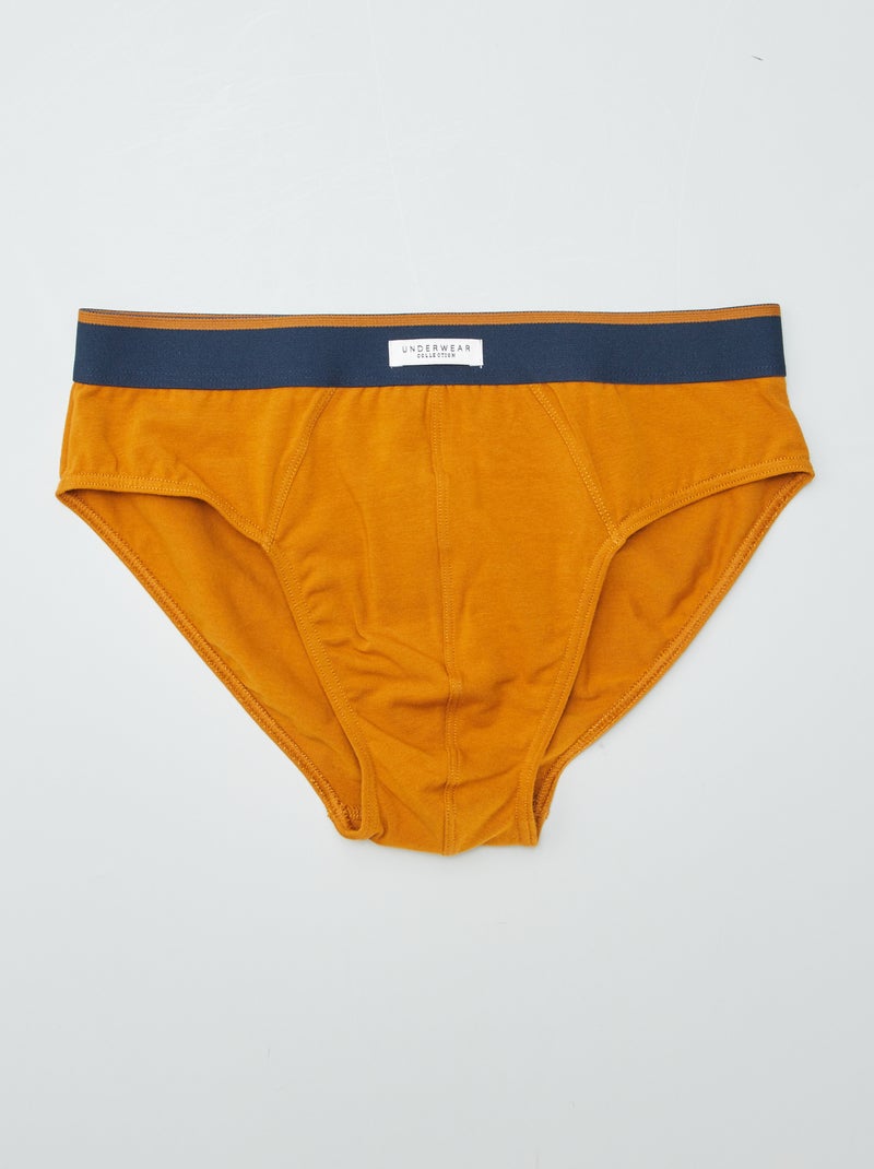 Lot de 3 slips imprimés Marine/camel - Kiabi