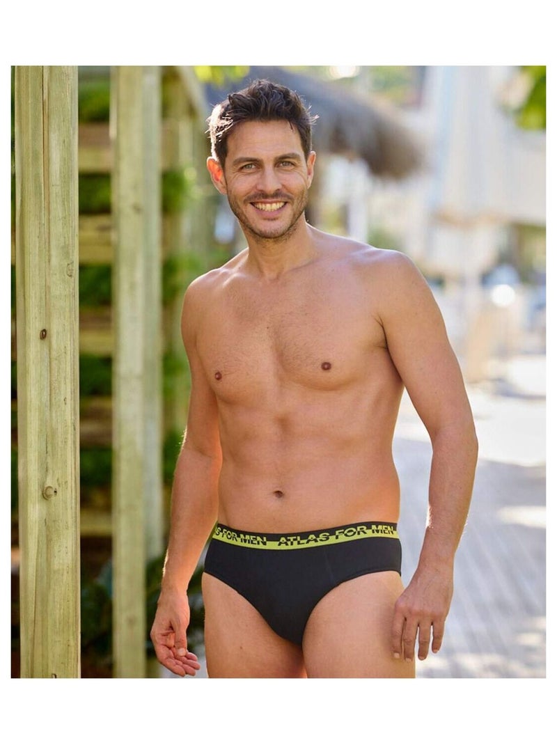 Lot de 3 Slips Jersey Coton Confort   - ATLAS FOR MEN Noir - Kiabi