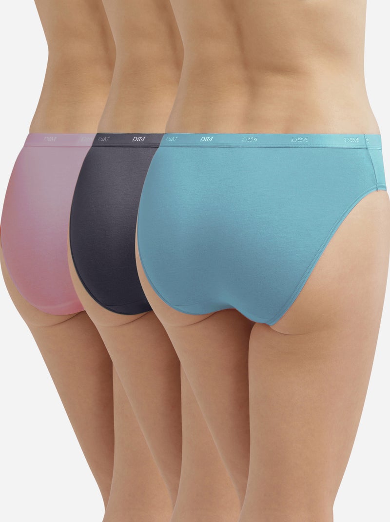 Lot de 3 Slips Les Pockets Coton Bleu azur - Kiabi