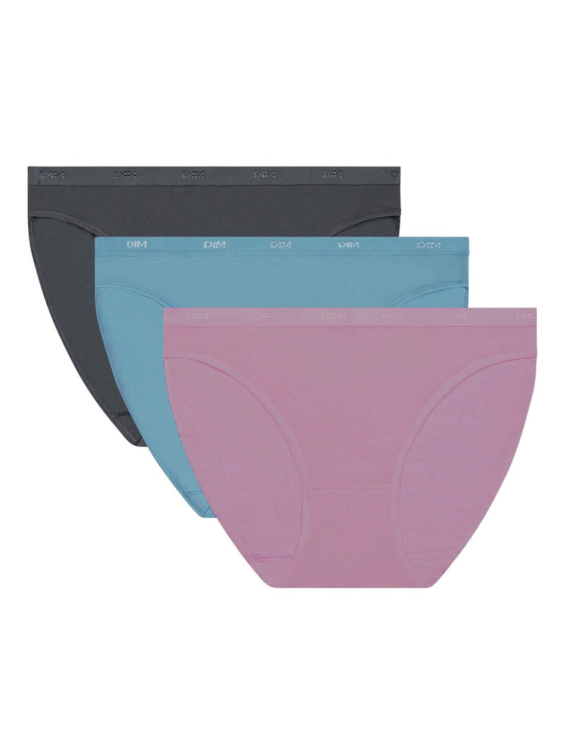 Lot de 3 Slips Les Pockets Coton Bleu azur - Kiabi