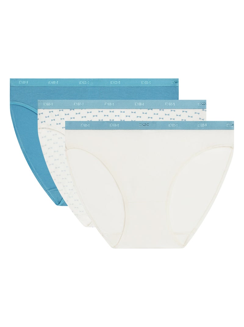 Lot de 3 Slips Les Pockets Coton Bleu azur - Kiabi