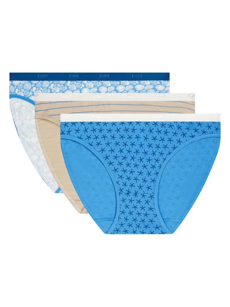 Lot de 3 Slips Les Pockets Coton Bleu - Kiabi