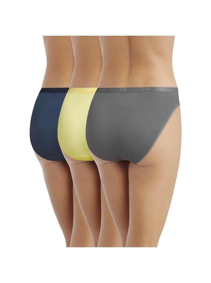 Lot de 3 Slips Les Pockets Coton Jaune - Kiabi