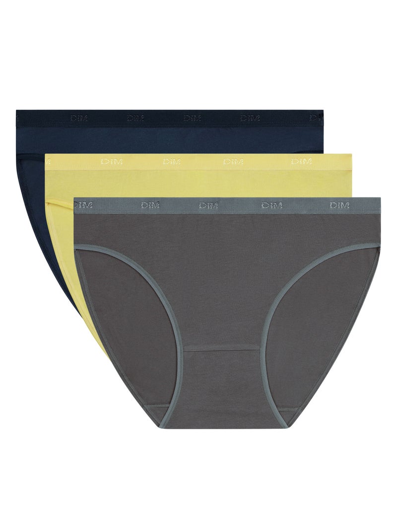 Lot de 3 Slips Les Pockets Coton Jaune - Kiabi