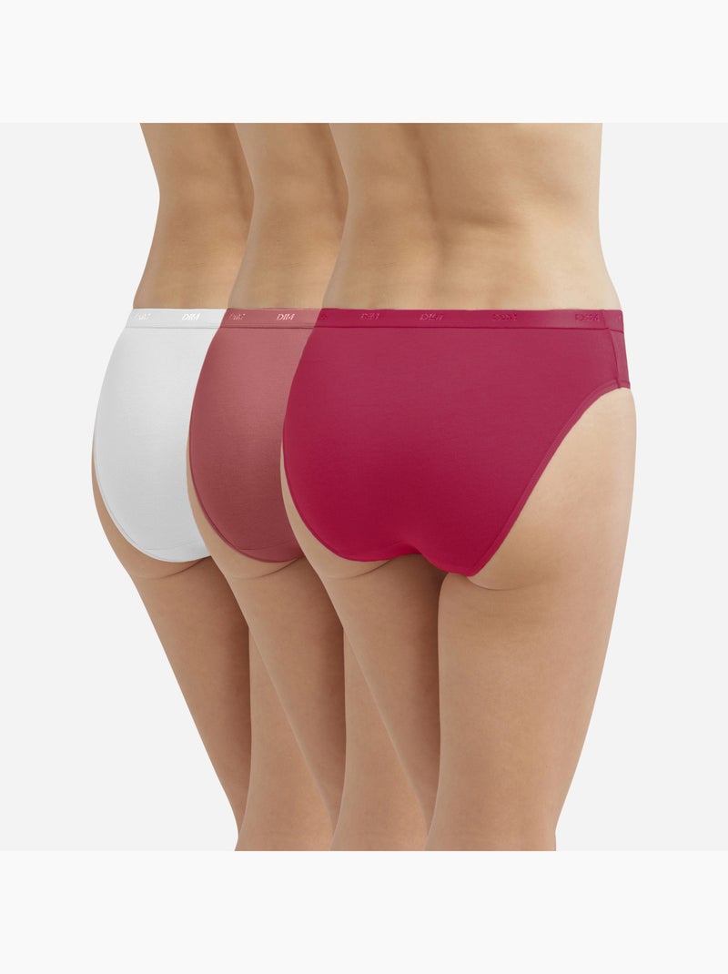 Lot de 3 Slips Les Pockets Coton Rose framboise - Kiabi