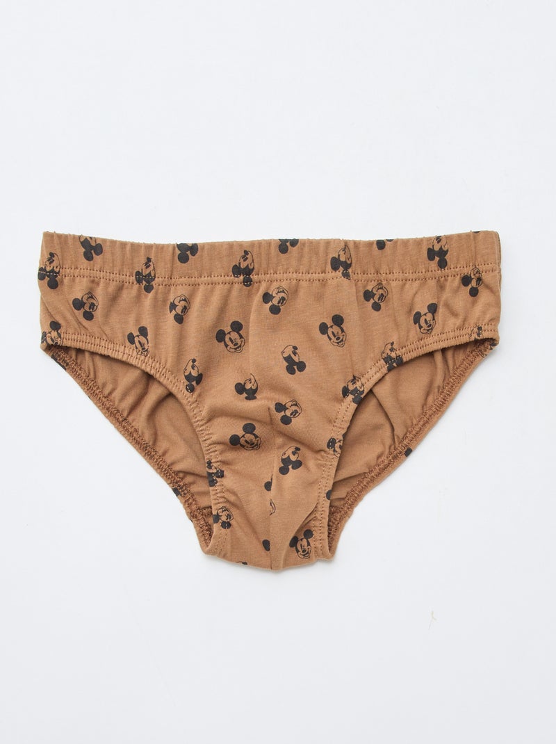Lot de 3 slips 'Mickey' en coton Marron - Kiabi
