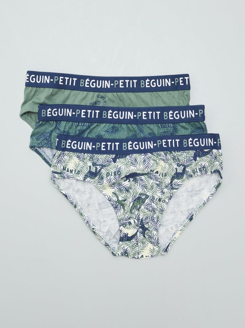 Lot de 3 slips 'Petit Béguin' Kaki - Kiabi