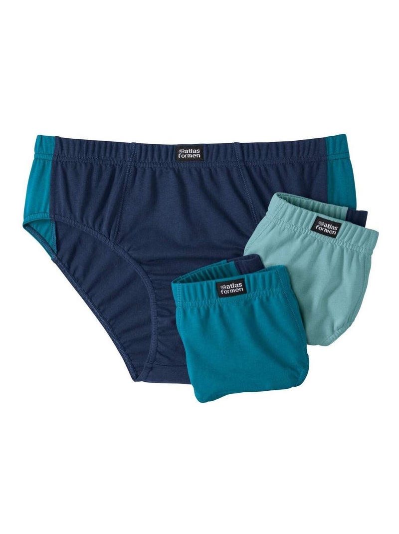 Lot de 3 Slips Sport  - ATLAS FOR MEN Bleu Vert - Kiabi