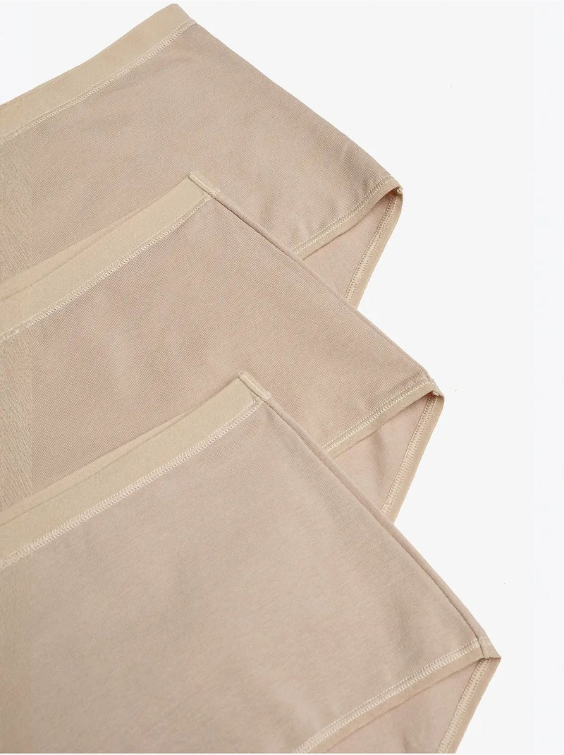 Lot de 3 slips taille haute penti Beige argile - Kiabi