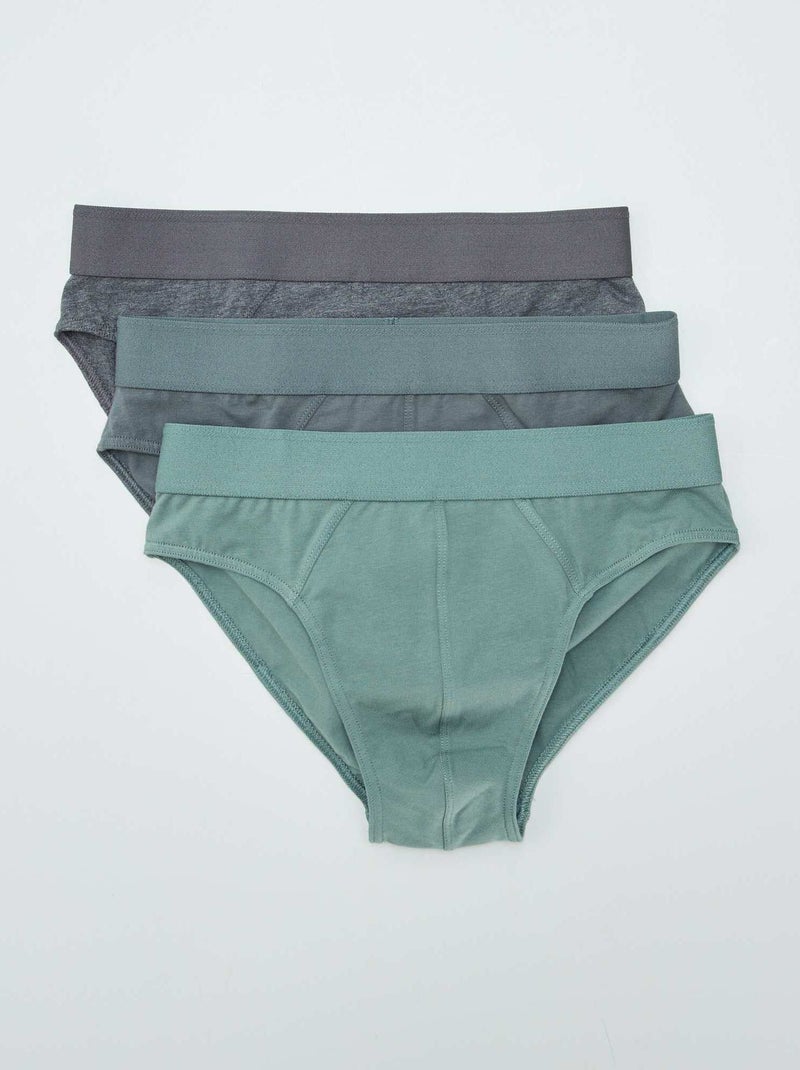 Lot de 3 slips unis Vert/gris - Kiabi