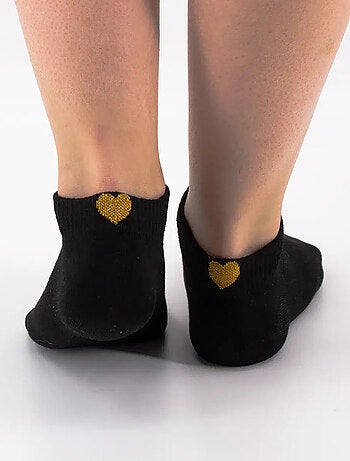 Lot de 3 Socquettes Coeur Doré Talon