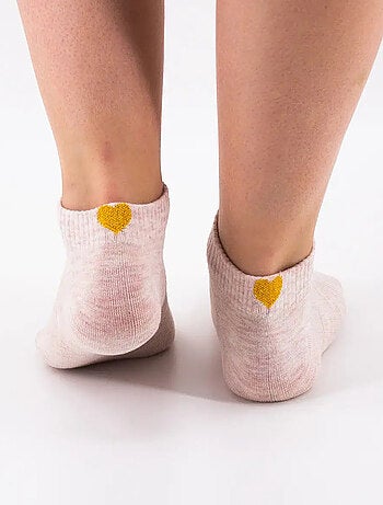 Lot de 3 Socquettes Coeur Doré Talon