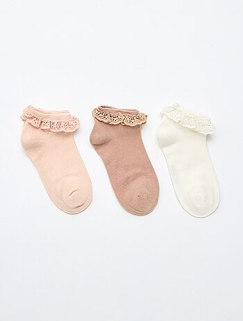 Lot de 3 socquettes de cérémonie à volants