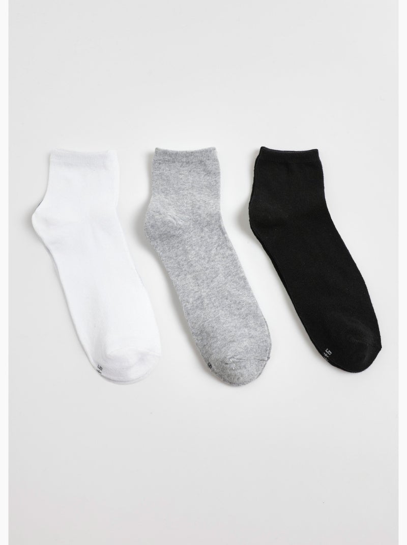 Lot de 3 Socquettes, essentiels assortis - AFIBEL Blanc Noir Gris - Kiabi