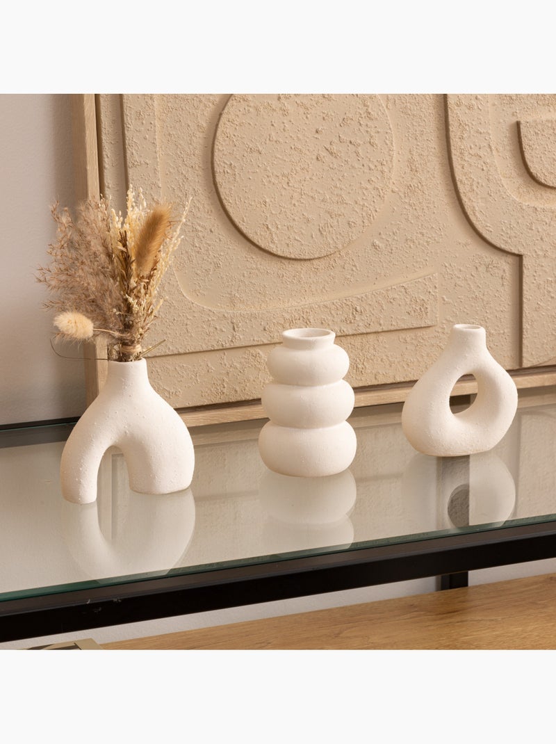 Lot de 3 soliflores graphiques en céramique IORA Blanc - Kiabi