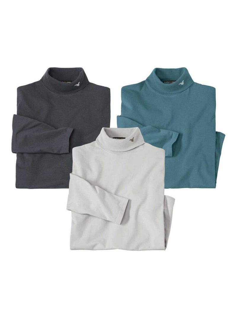 Lot de 3 Sous-Pulls Col Roulé - Atlas For Men Multicolore - Kiabi
