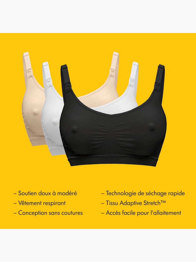 Lot de 3 soutien-gorge grossesse et allaitement Medela Keep Cool - Respirant, Adaptive Stretch, Noir - Kiabi