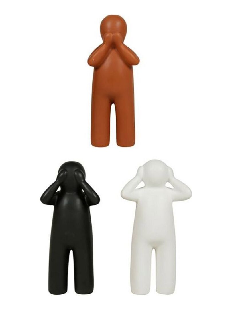Lot de 3 statuettes céramique bonhommes 16 cm Noir - Kiabi