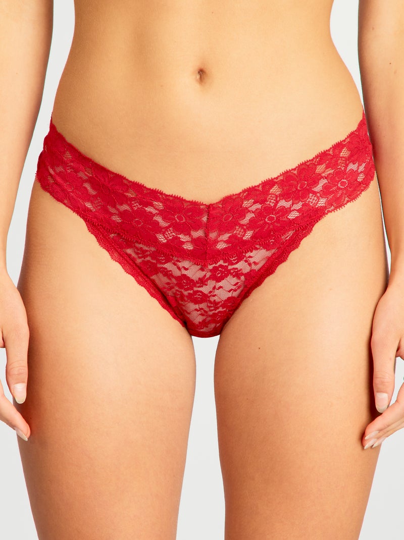 Lot de 3 strings dentelle Blanc/rouge/noir - Kiabi