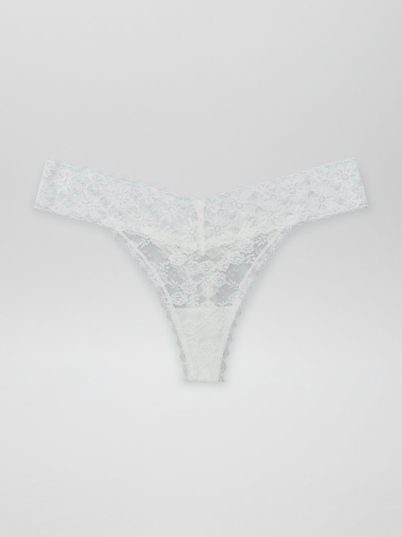 Lot de 3 strings dentelle Blanc/rouge/noir - Kiabi