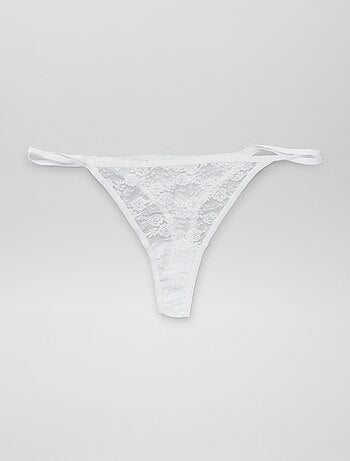 String femme, string dentelle, coton, microfibre, transparent - Kiabi