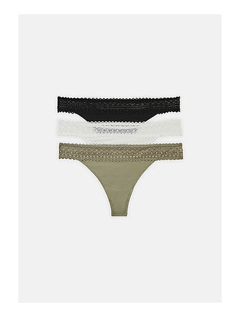 Lot de 3 strings en microfibre et dentelle