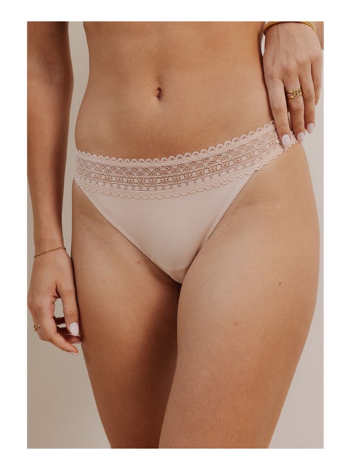 Lot de 3 strings en microfibre et dentelle - Kiabi