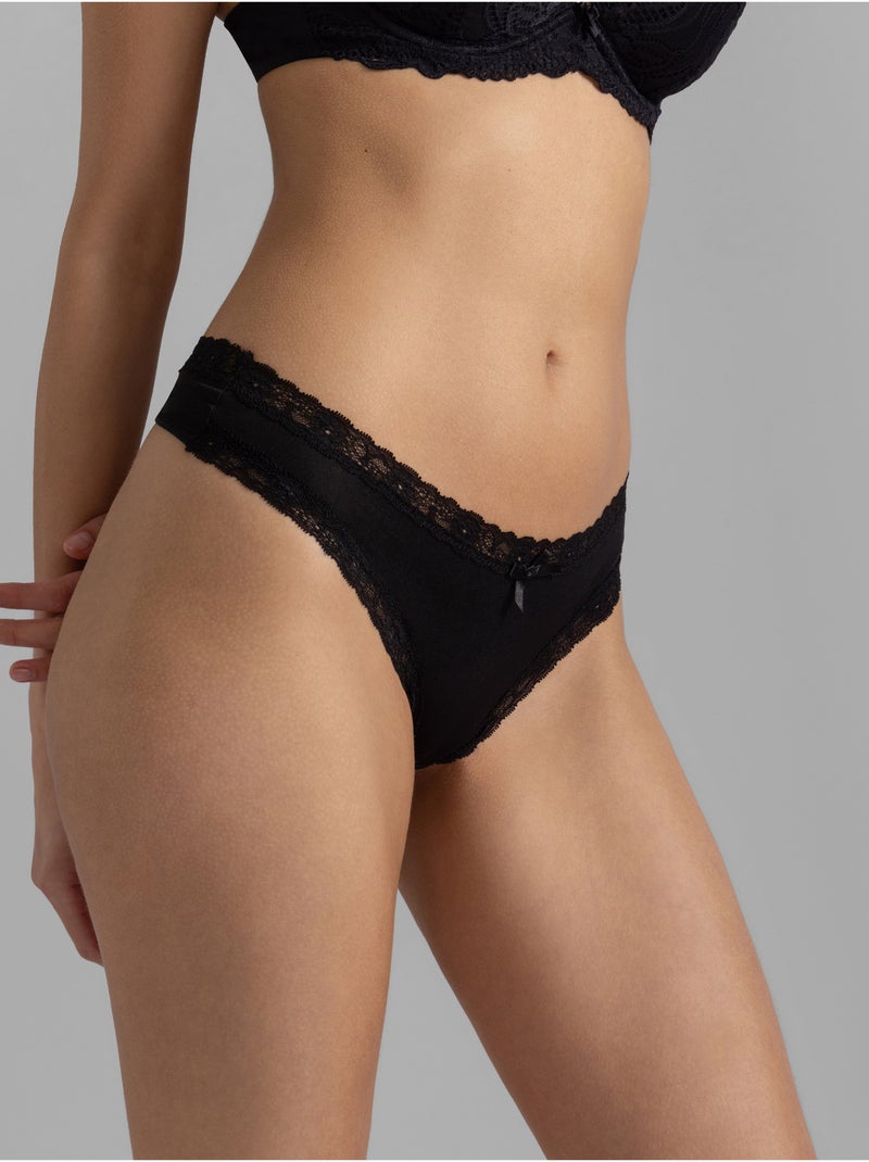 Lot de 3 strings essentiels en microfibre Dorina Noir - Kiabi