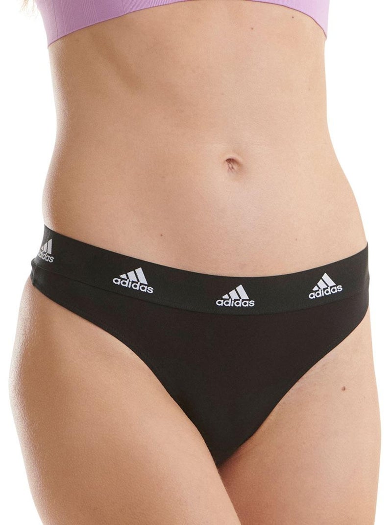 Lot de 3 strings femme Coton Logo Adidas Noir Blanc Gris - Kiabi