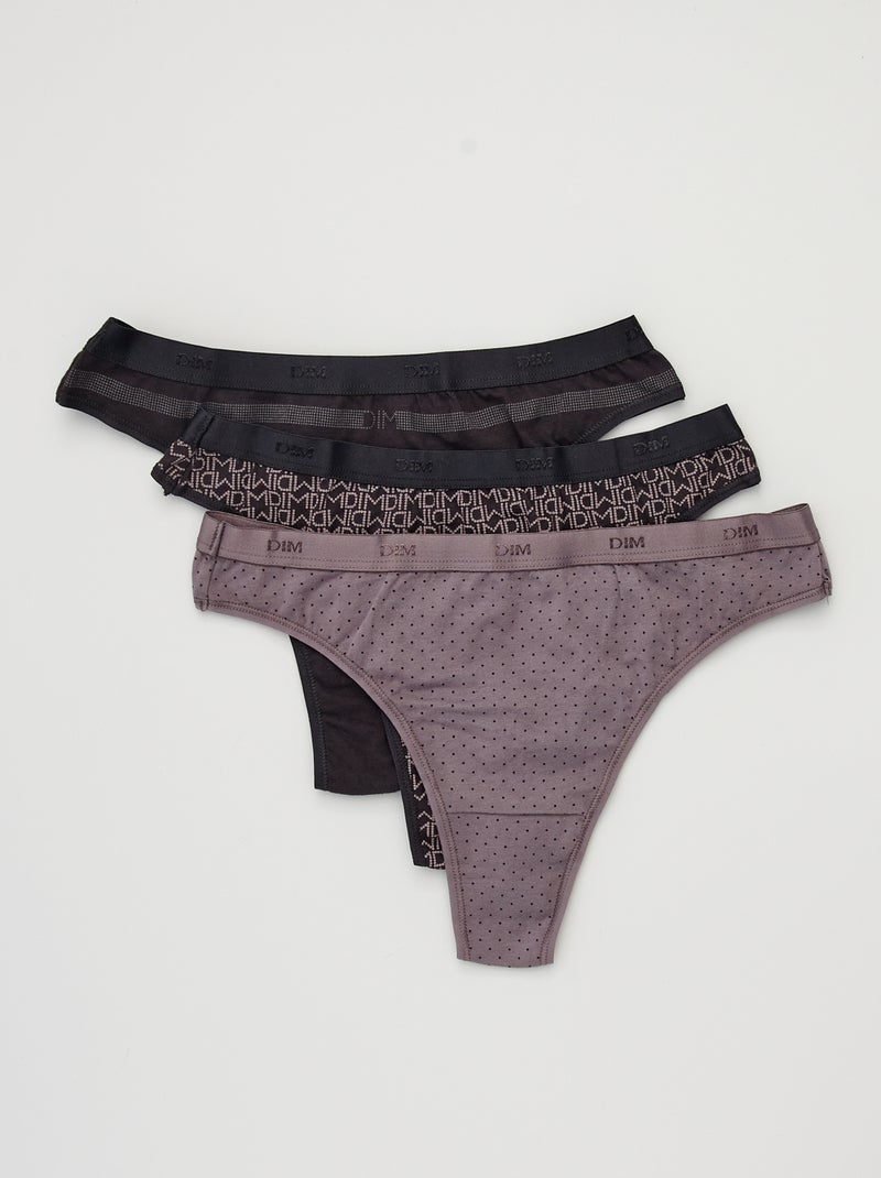 Lot de 3 strings Les Pockets de 'DIM' noir/gris - Kiabi